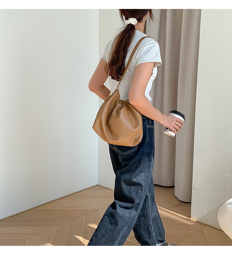 Mariam's Collection MAC180 High-End Pleated PU Leather All-Match Tote Bag — back view