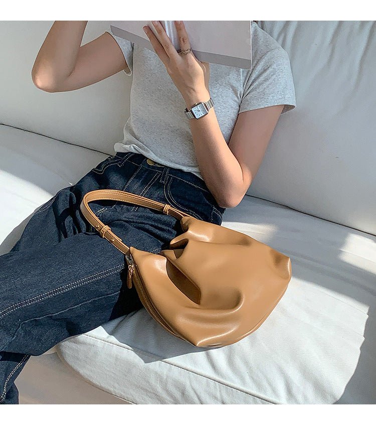 Mariam's Collection MAC180 High-End Pleated PU Leather All-Match Tote Bag — lifestyle context