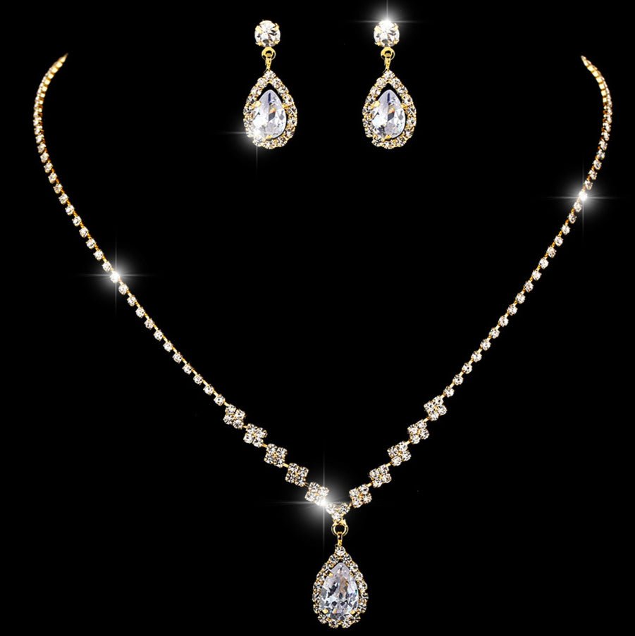 Mariam's Collection MAC181 Brilliant Full Diamond Zircon Drop Necklace And Earrings — detail shot 9