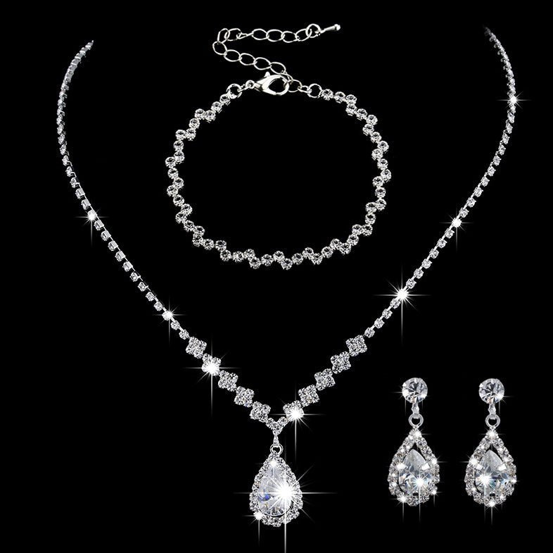 Mariam's Collection MAC181 Brilliant Full Diamond Zircon Drop Necklace And Earrings — comparison shot