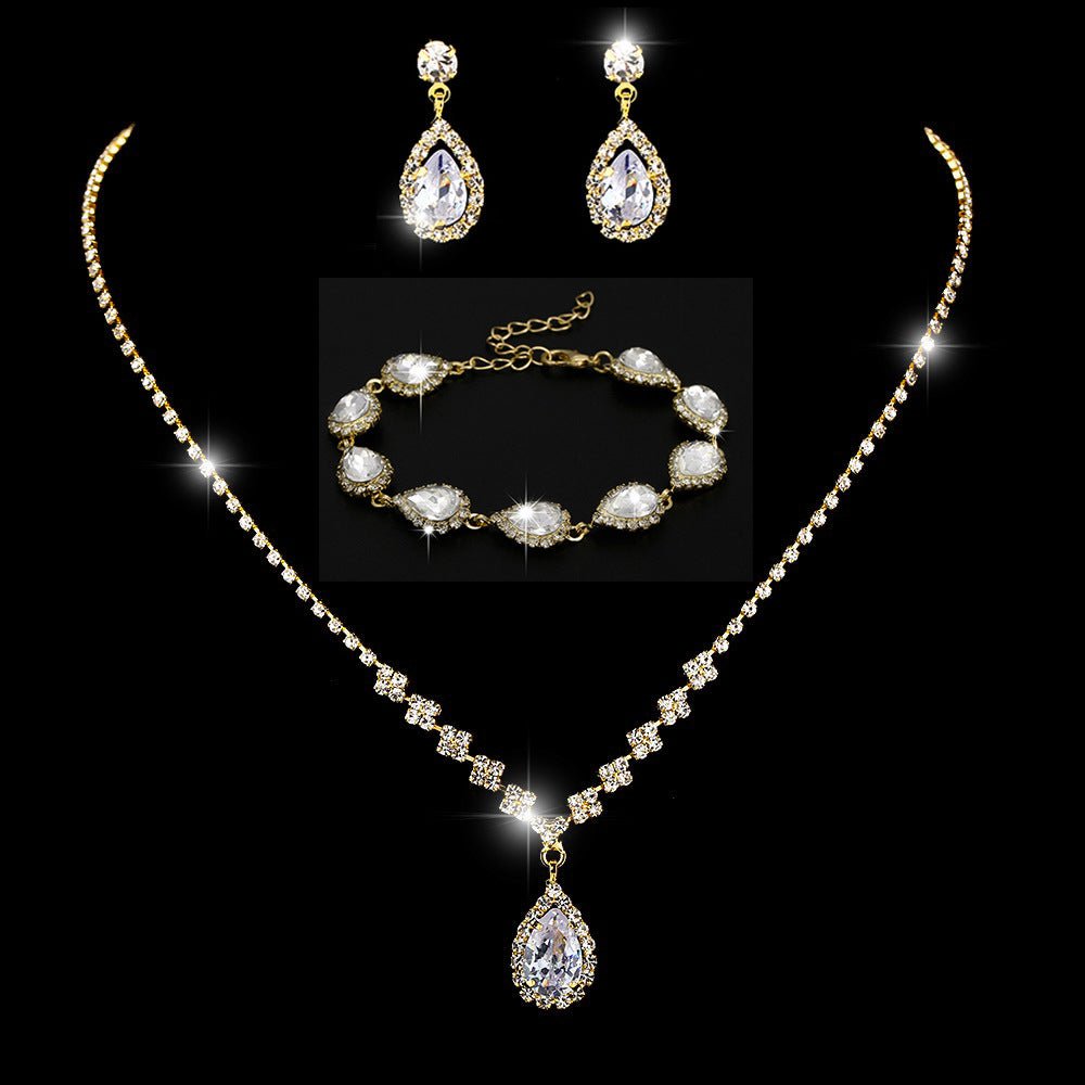 Mariam's Collection MAC181 Brilliant Full Diamond Zircon Drop Necklace And Earrings — main product shot