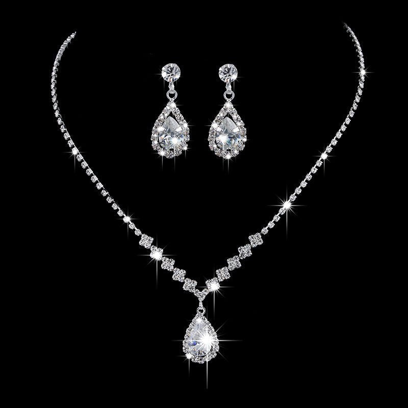Mariam's Collection MAC181 Brilliant Full Diamond Zircon Drop Necklace And Earrings — construction detail