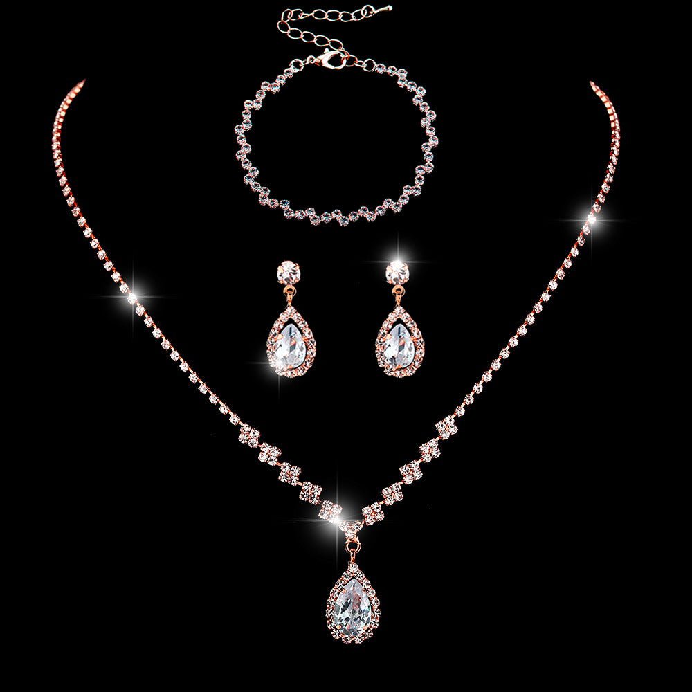 Mariam's Collection MAC181 Brilliant Full Diamond Zircon Drop Necklace And Earrings — feature highlight