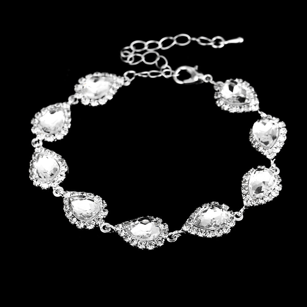 Mariam's Collection MAC181 Brilliant Full Diamond Zircon Drop Necklace And Earrings — size reference