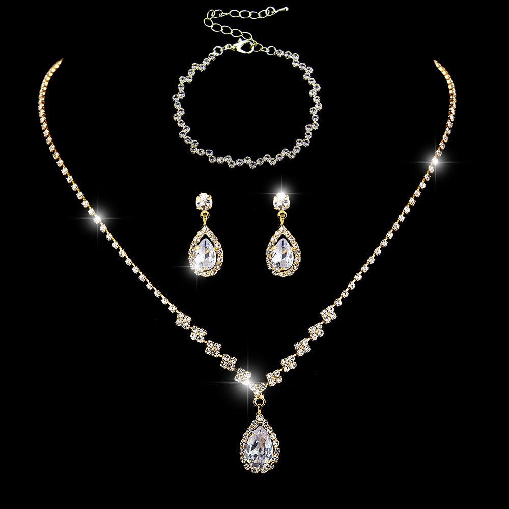 Mariam's Collection MAC181 Brilliant Full Diamond Zircon Drop Necklace And Earrings — fabric or material detail