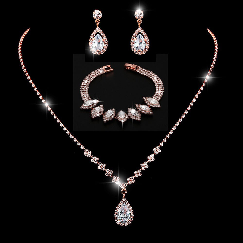 Mariam's Collection MAC181 Brilliant Full Diamond Zircon Drop Necklace And Earrings — lifestyle context