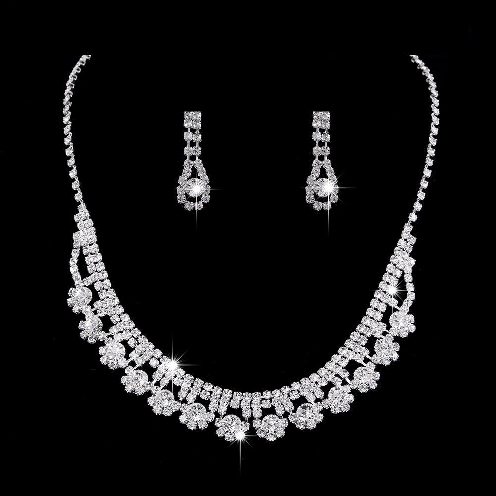 Mariam's Collection MAC181 Brilliant Full Diamond Zircon Drop Necklace And Earrings — detail shot 7