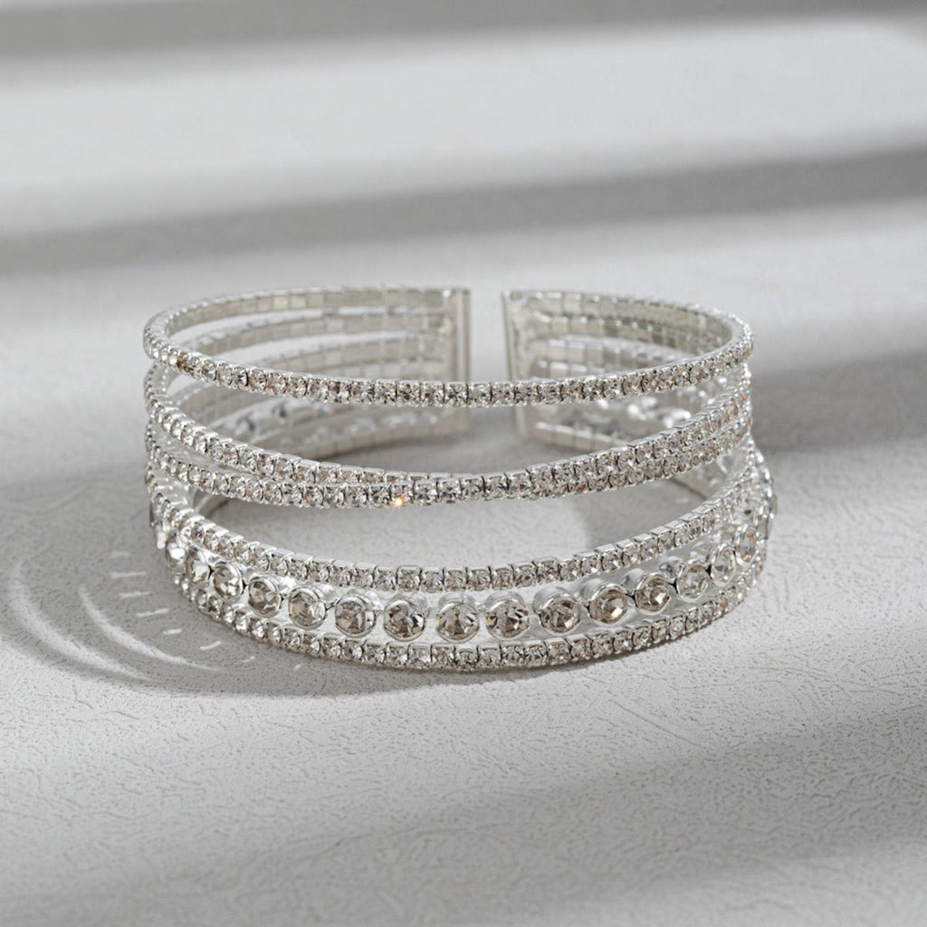 Mariam's Collection MAC184 Fashionable Rhinestone Stretch Diamond Bracelet — lifestyle worn / used context
