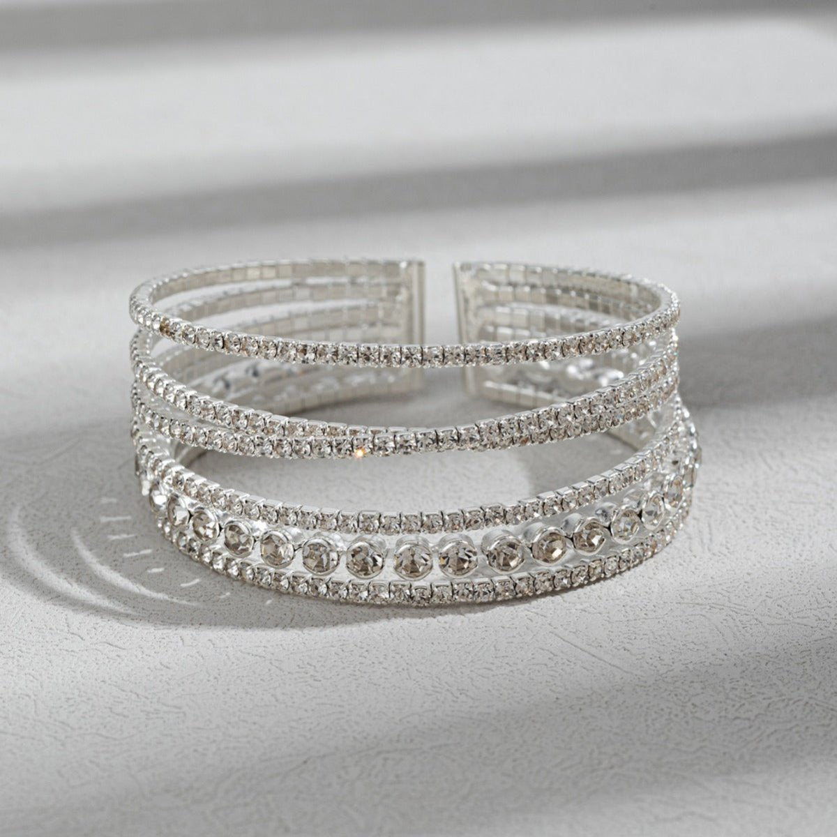 Mariam's Collection MAC184 Fashionable Rhinestone Stretch Diamond Bracelet — lifestyle worn / used context