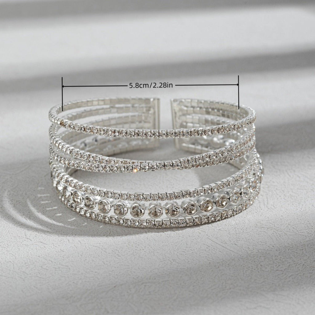 Mariam's Collection MAC184 Fashionable Rhinestone Stretch Diamond Bracelet — Mariam's Collection branding close-up