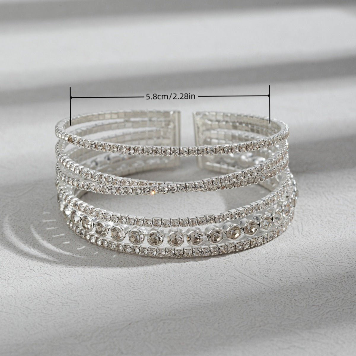 Mariam's Collection MAC184 Fashionable Rhinestone Stretch Diamond Bracelet — Mariam's Collection branding close-up