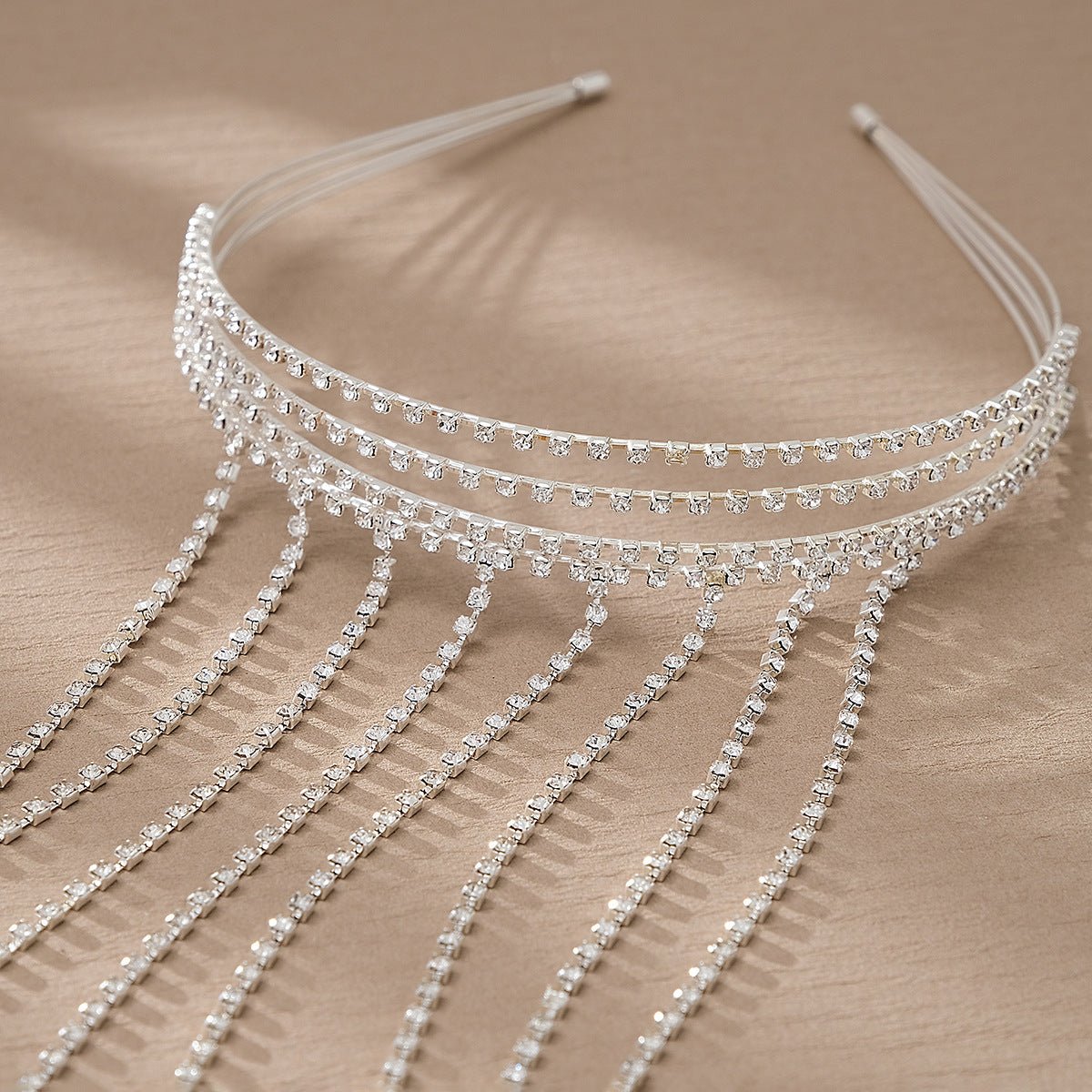 Mariam's Collection Mariam's Collection MAC185 Stylish Rhinestone Tassel Headband — Mariam's Collection branding close-up