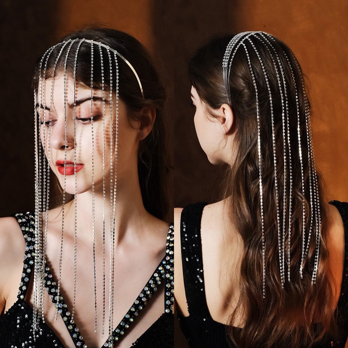 Mariam's Collection Mariam's Collection MAC185 Stylish Rhinestone Tassel Headband — main product shot
