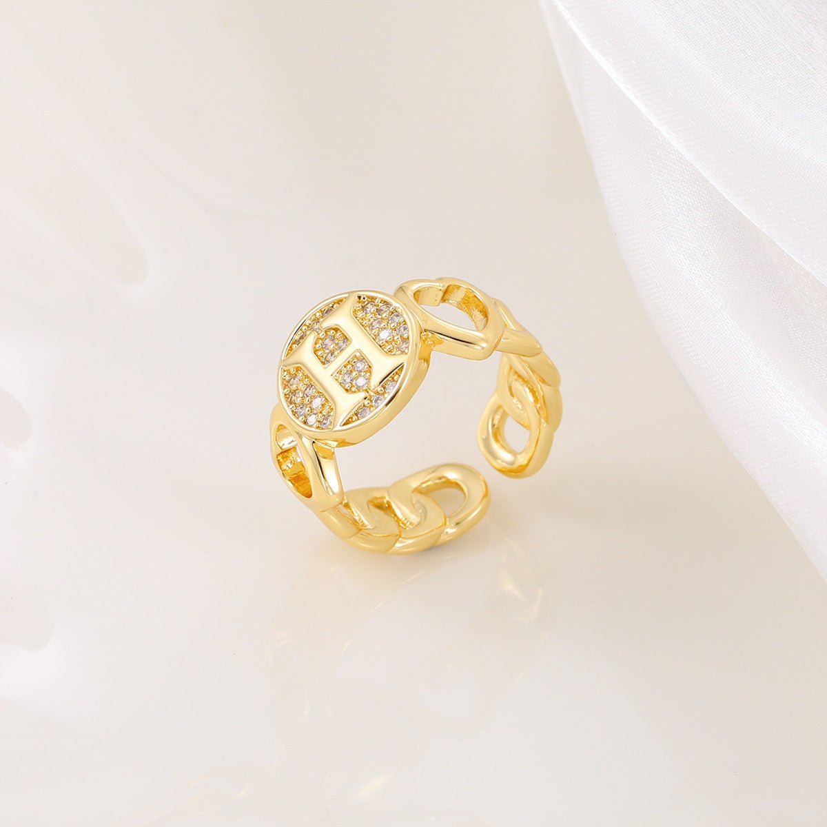 Mariam's Collection MAC186 Copper Set With Zircon 18K Real Gold Love Glossy Letter Ring — comparison shot