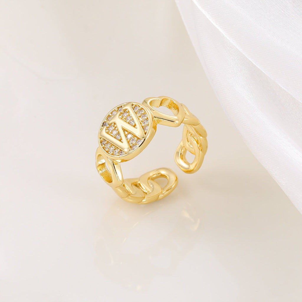 Mariam's Collection MAC186 Copper Set With Zircon 18K Real Gold Love Glossy Letter Ring — packaging