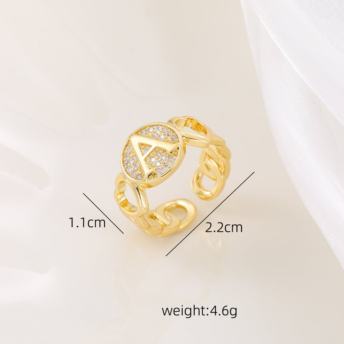 Mariam's Collection MAC186 Copper Set With Zircon 18K Real Gold Love Glossy Letter Ring — product category context