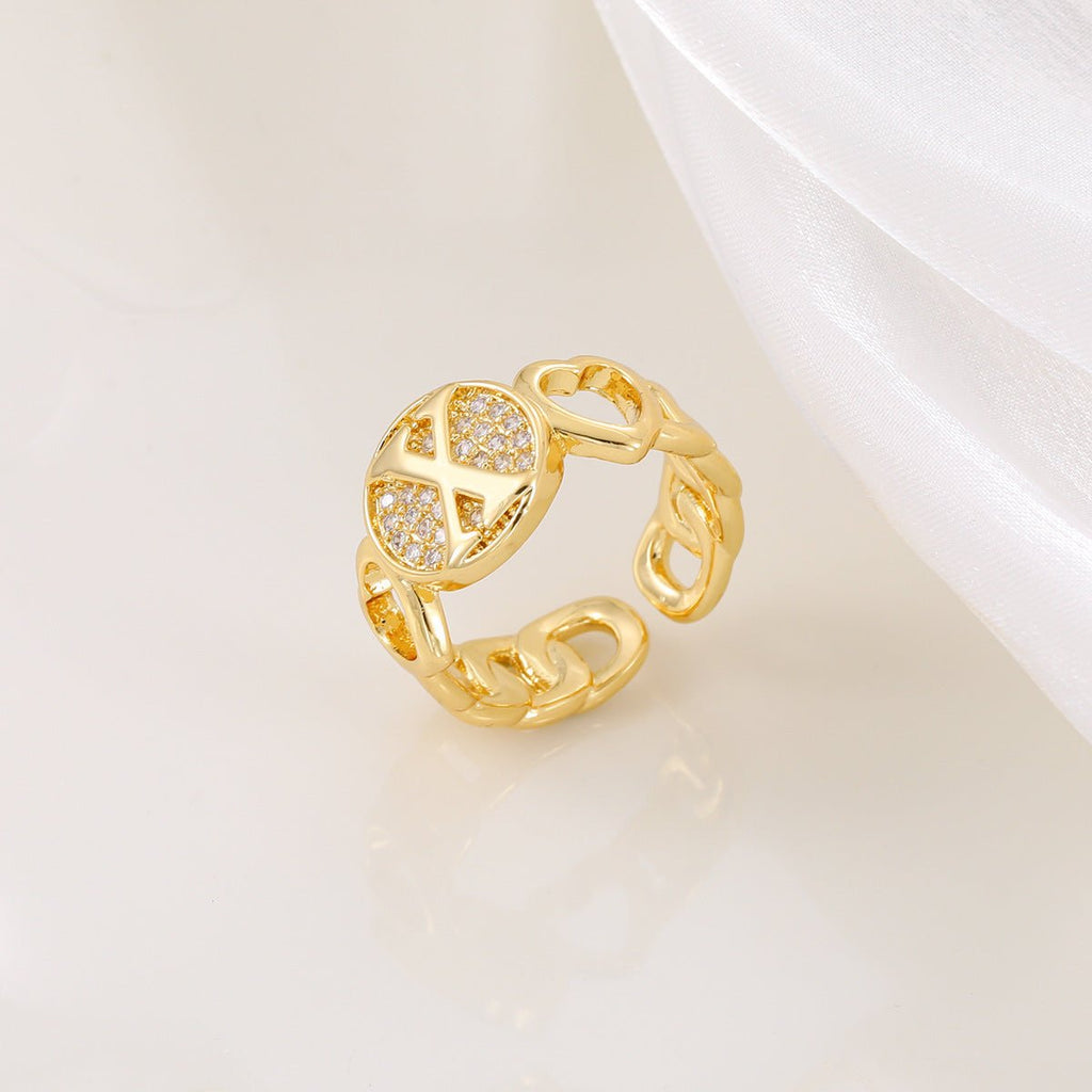 Mariam's Collection MAC186 Copper Set With Zircon 18K Real Gold Love Glossy Letter Ring — comparison shot