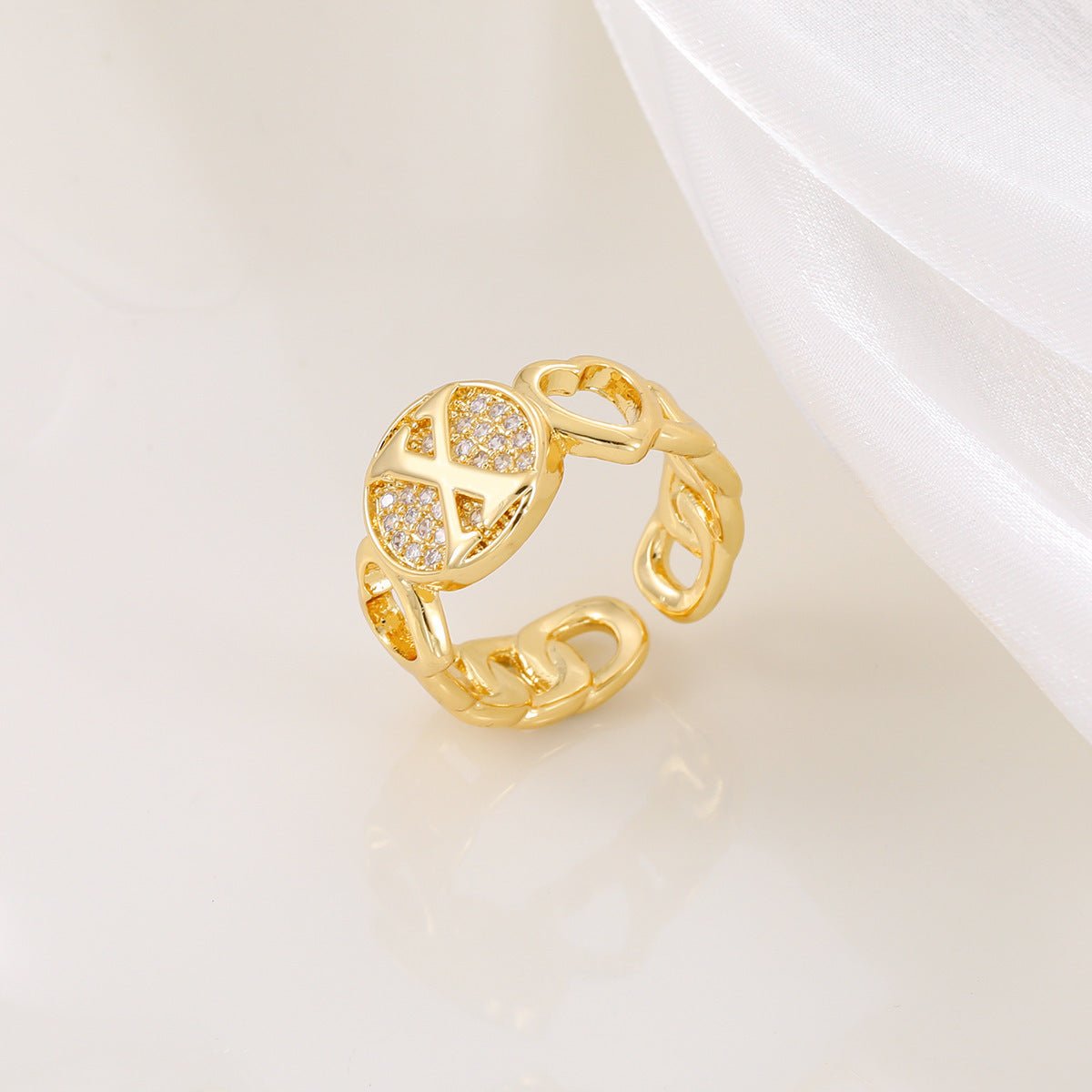 Mariam's Collection MAC186 Copper Set With Zircon 18K Real Gold Love Glossy Letter Ring — comparison shot