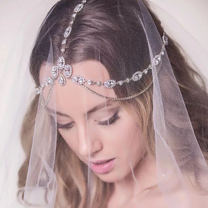 Mariam's Collection Mariam's Collection MAC188 Rhinestone Multi-Layered Drop Headband — Mariam's Collection branding close-up