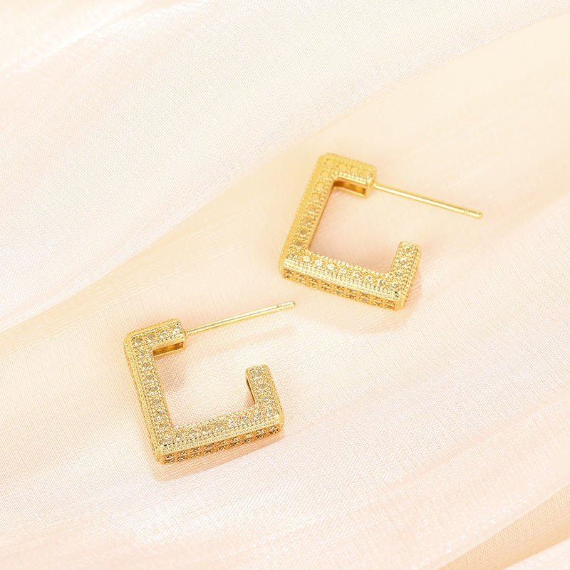 Mariam's Collection Micropaved Diamond Super Flash Geometric High-End Earrings(MAC190) — detail shot 10