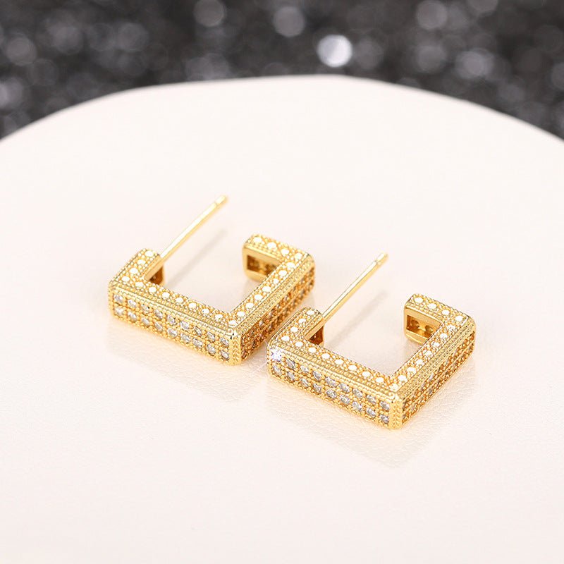 Mariam's Collection Micropaved Diamond Super Flash Geometric High-End Earrings(MAC190) — lifestyle worn / used context