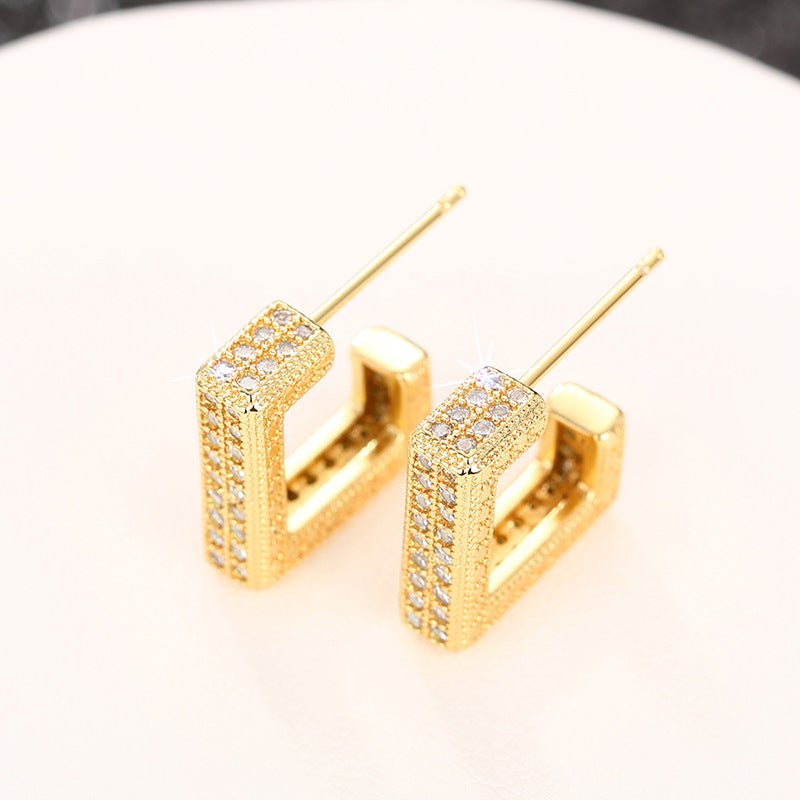 Mariam's Collection Micropaved Diamond Super Flash Geometric High-End Earrings(MAC190) — fabric or material detail