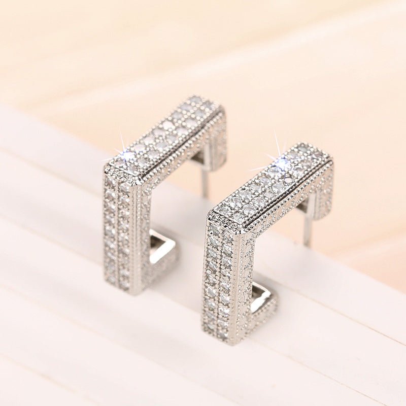 Mariam's Collection Micropaved Diamond Super Flash Geometric High-End Earrings(MAC190) — construction detail