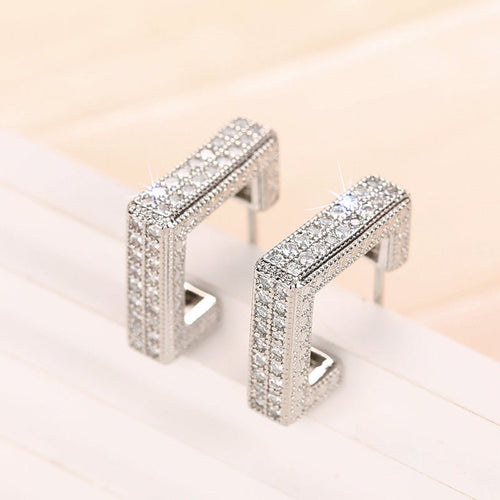 Micropaved Diamond Super Flash Geometric High-End Earrings(MAC190)