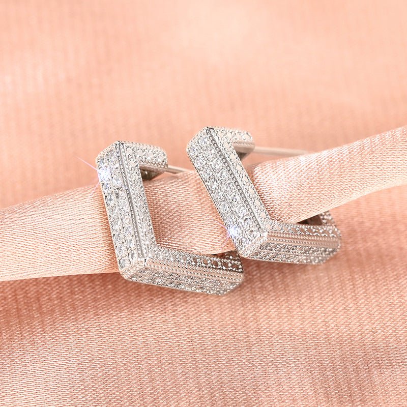 Mariam's Collection Micropaved Diamond Super Flash Geometric High-End Earrings(MAC190) — detail shot 6