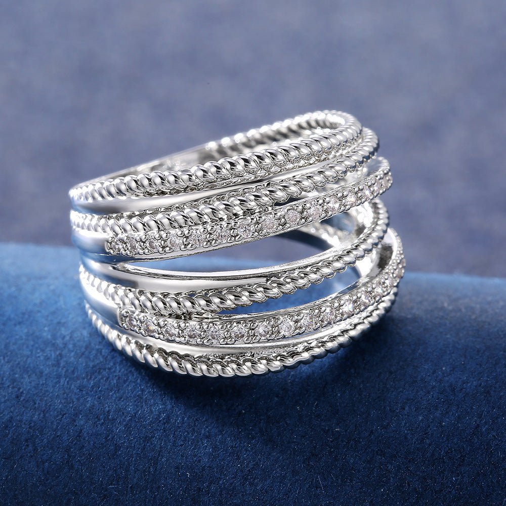 Mariam's Collection Mariam's Collection Crossed Zirconia Ring(MAC192) — construction detail