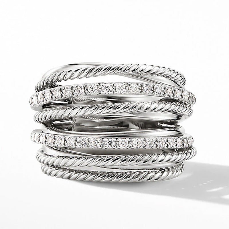 Mariam's Collection Mariam's Collection Crossed Zirconia Ring(MAC192) — detail shot 6