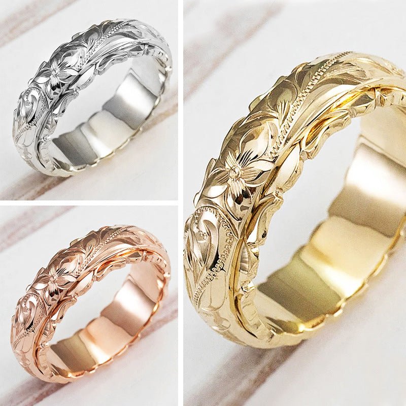 Mariam's Collection 14k Yellow Gold Floating Engraved Rose Ring(MAC195) — main product shot