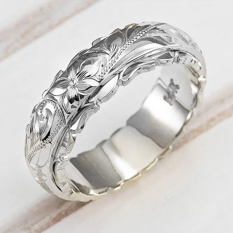 Mariam's Collection 14k Yellow Gold Floating Engraved Rose Ring(MAC195) — Mariam's Collection branding close-up