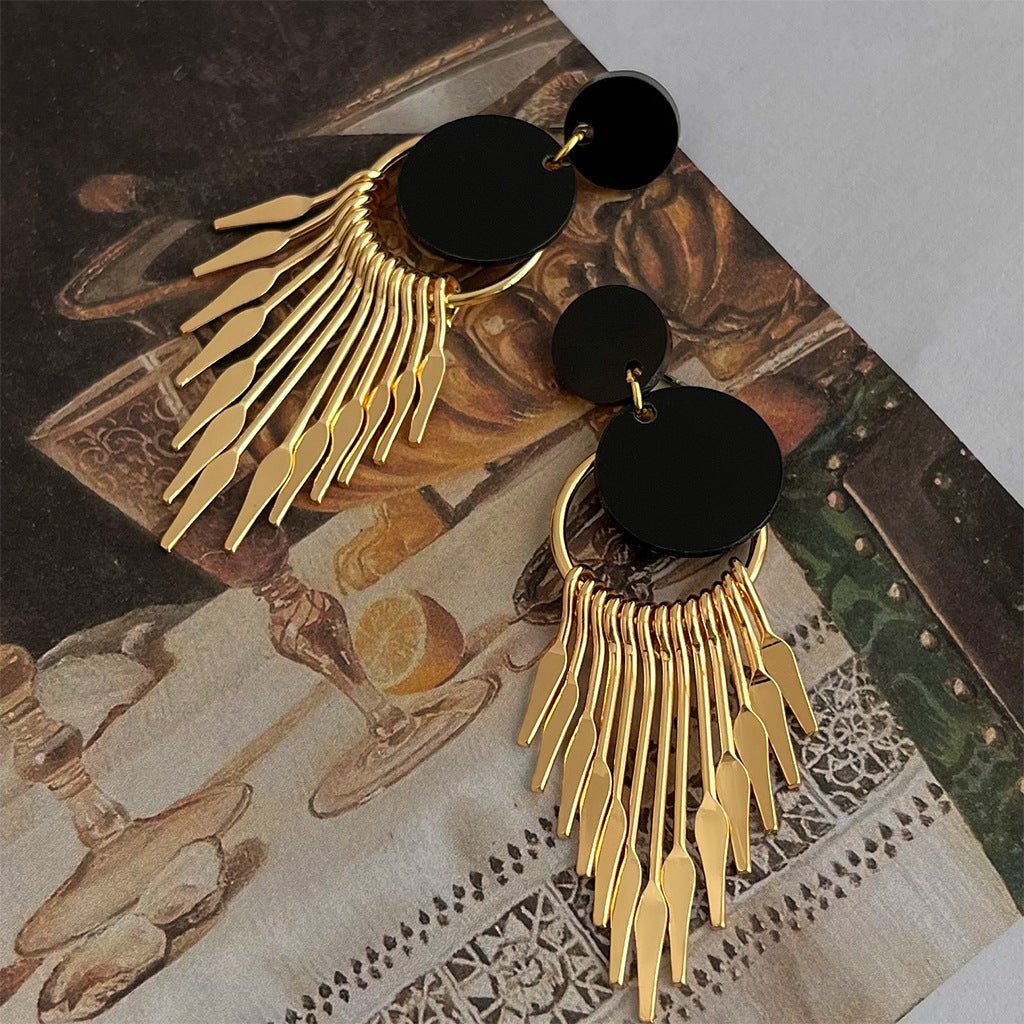 Mariam's Collection Mariam's Collection Medieval Tassel Black Gold Earrings(MAC197) — product category context