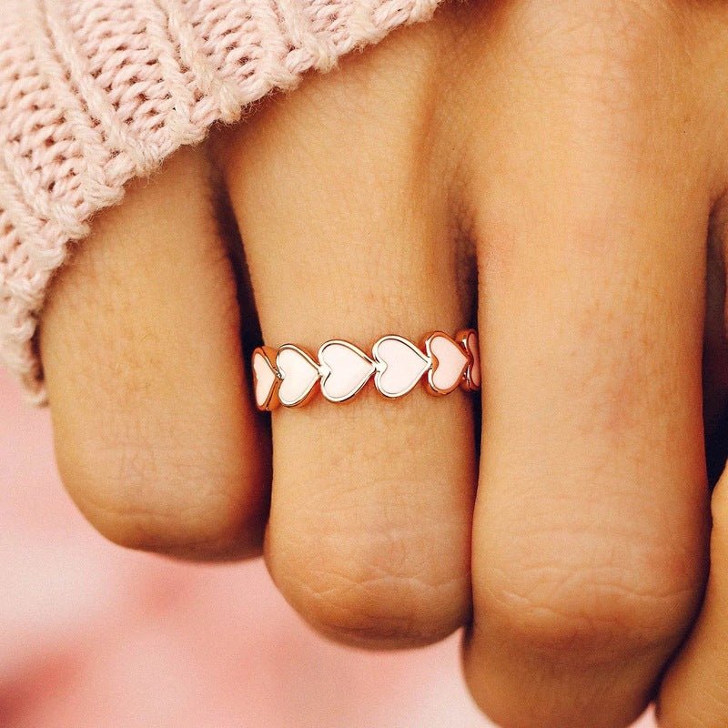 Mariam's Collection Simple Pink Heart-To-Heart Glue Ring and Earring(MAC198) — main product shot
