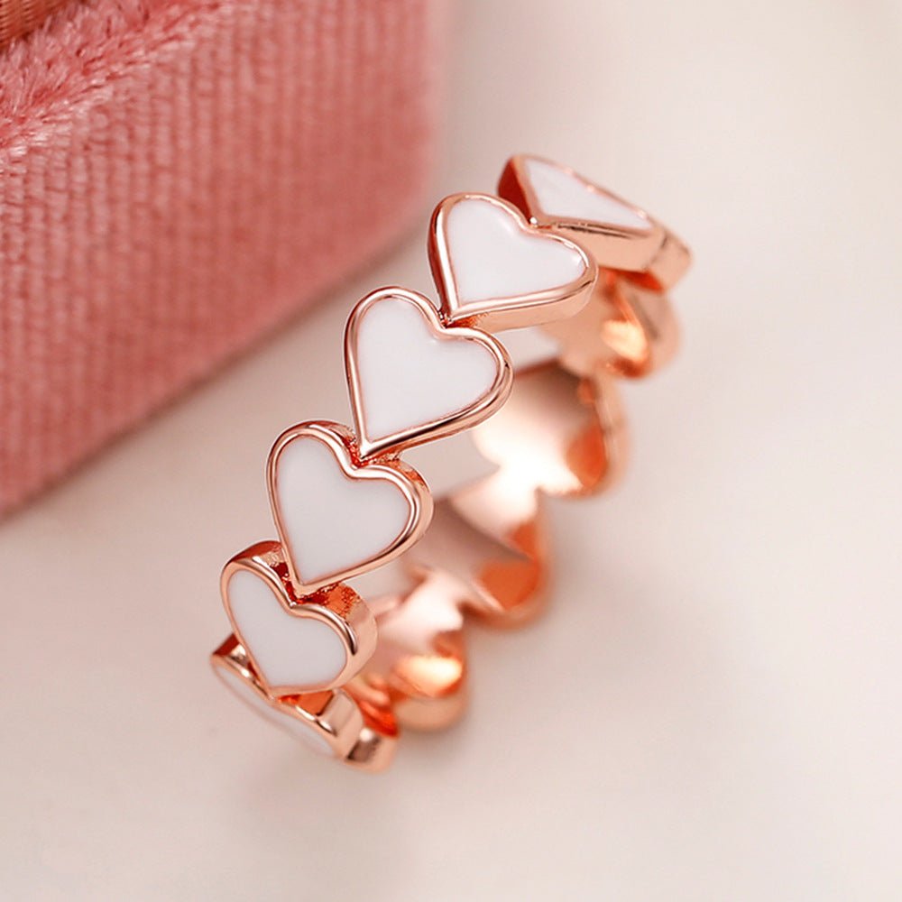Mariam's Collection Simple Pink Heart-To-Heart Glue Ring and Earring(MAC198) — Mariam's Collection branding close-up