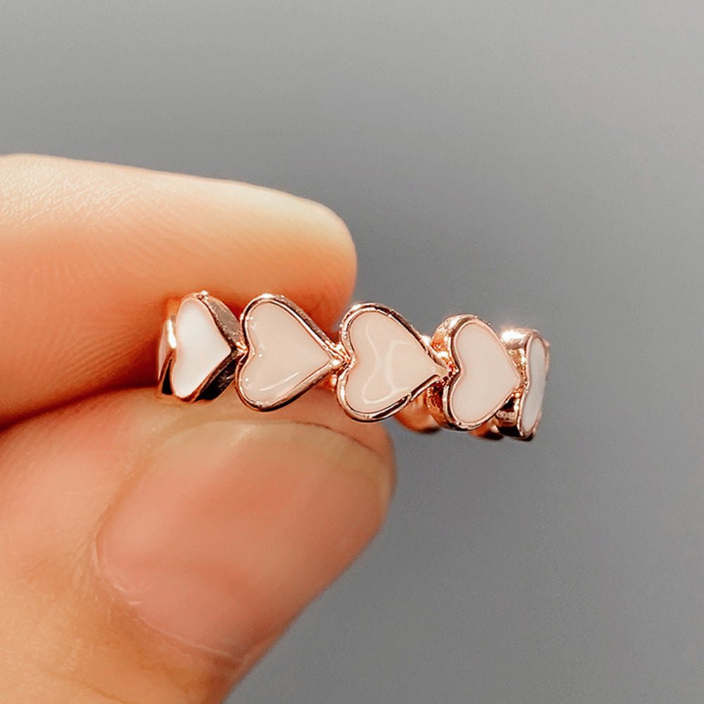 Mariam's Collection Simple Pink Heart-To-Heart Glue Ring and Earring(MAC198) — detail shot 8