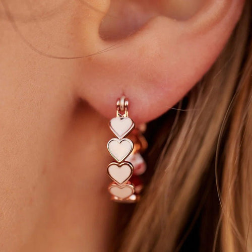 Simple Pink Heart-To-Heart Glue Ring and Earring(MAC198)