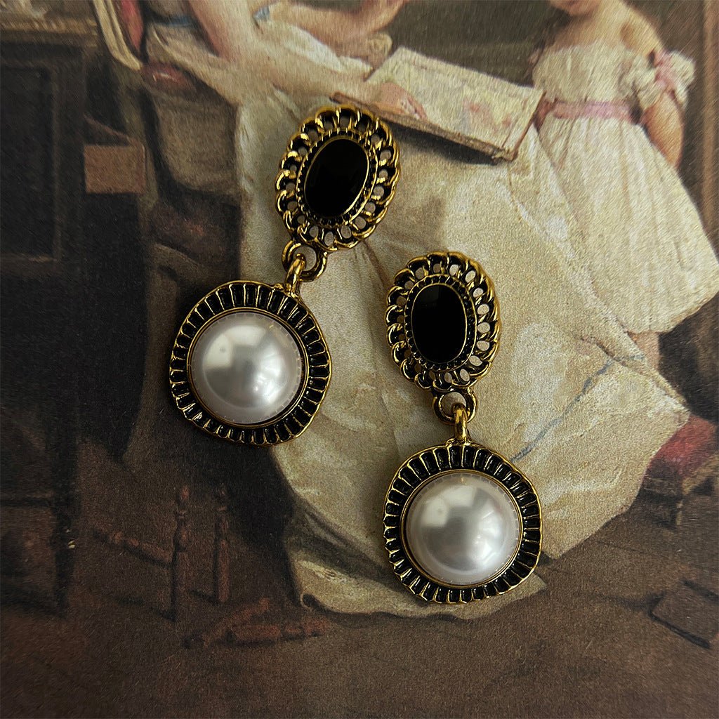 Mariam's Collection Medieval Black Gold Distressed Pearl Earrings(MAC199) — product category context