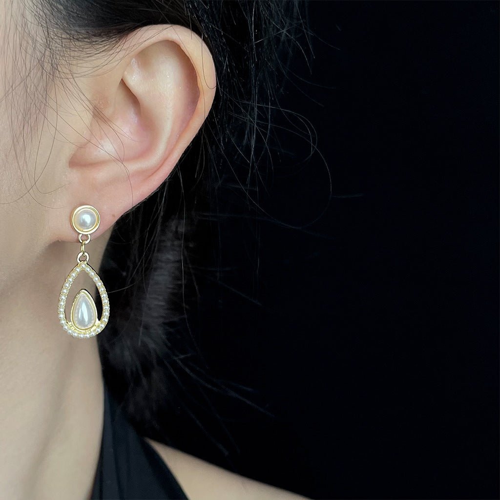 Mariam's Collection Palace style drop-shaped pearl earrings(MAC200) — construction detail