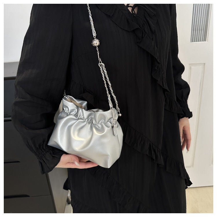 Mariam's Collection Versatile Chain Shoulder Crossbody Pleated Cloud Bag(MAC201) — detail close-up