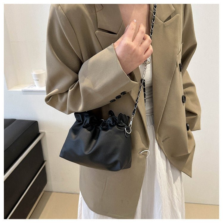 Mariam's Collection Versatile Chain Shoulder Crossbody Pleated Cloud Bag(MAC201) — flat-lay composition