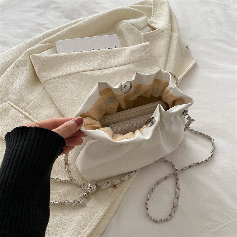 Mariam's Collection Versatile Chain Shoulder Crossbody Pleated Cloud Bag(MAC201) — lifestyle worn / used context