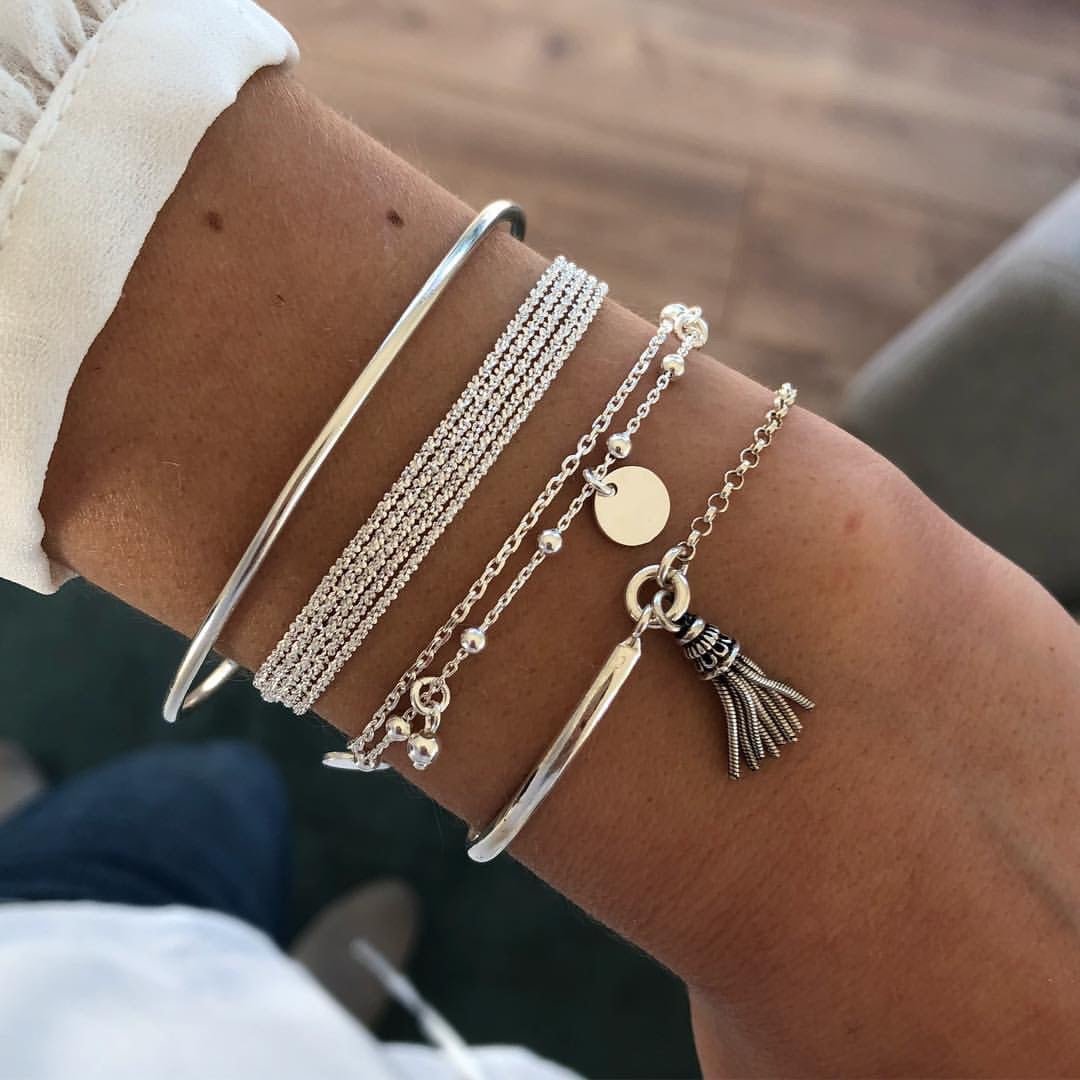 Mariam's Collection Mariam's Collection Silver Glossy Tassel Bracelet(MAC204) — main product shot