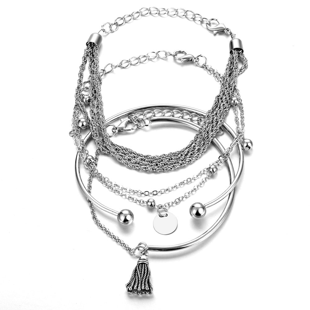 Mariam's Collection Mariam's Collection Silver Glossy Tassel Bracelet(MAC204) — Silver detail