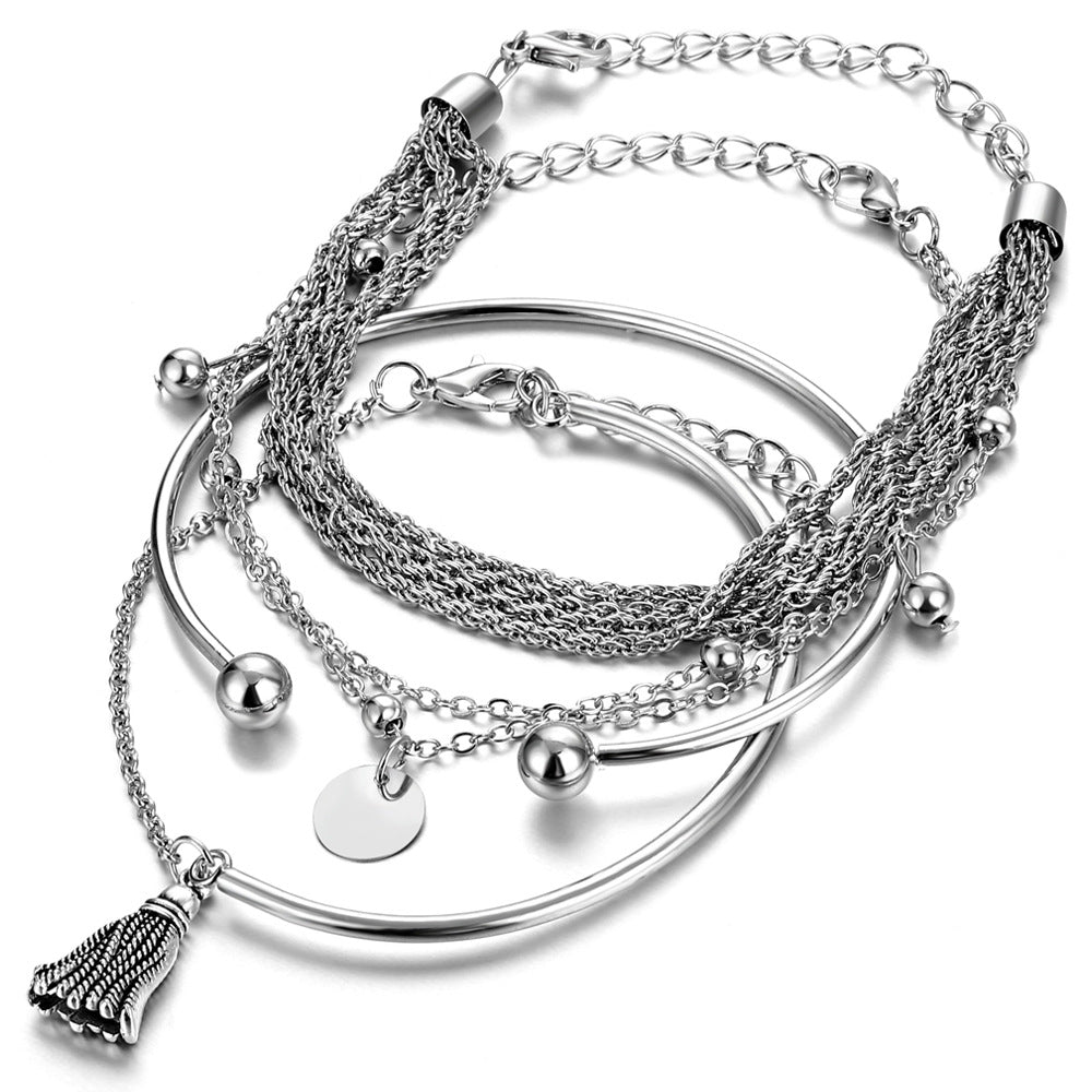 Mariam's Collection Mariam's Collection Silver Glossy Tassel Bracelet(MAC204) — Mariam's Collection branding close-up