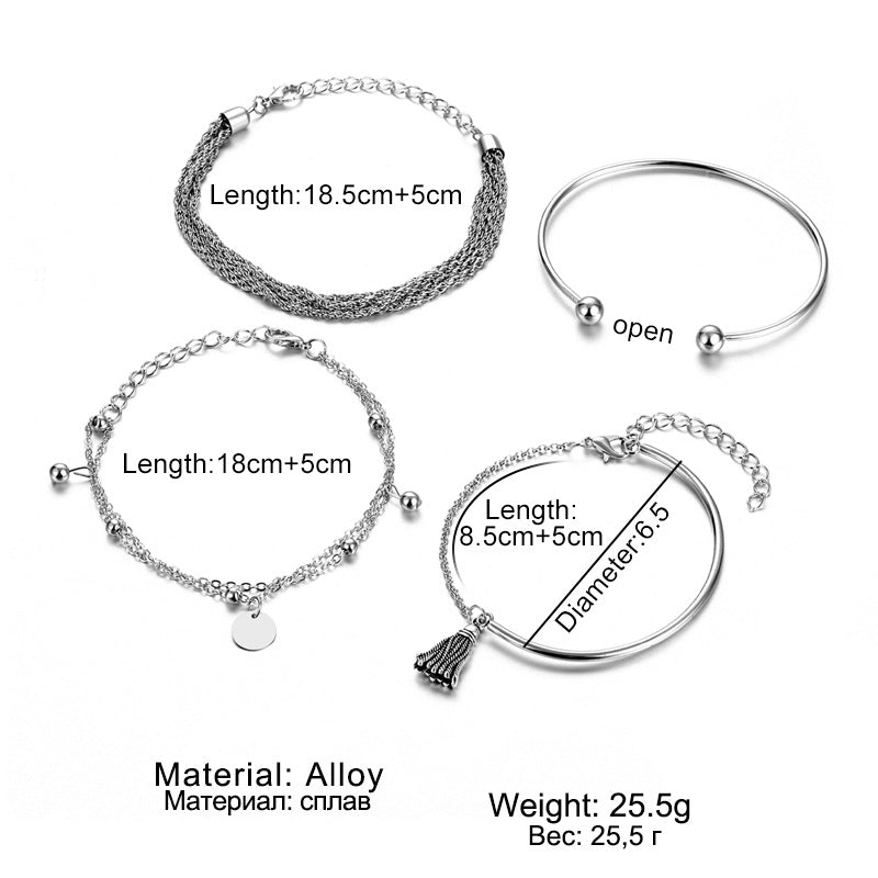Mariam's Collection Mariam's Collection Silver Glossy Tassel Bracelet(MAC204) — lifestyle worn / used context