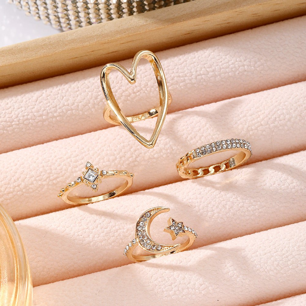 Mariam's Collection Triangle Love Hollow Full Diamond Star Moon Rring(MAC206) — product category context