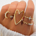 Mariam's Collection Triangle Love Hollow Full Diamond Star Moon Rring(MAC206) — main product shot
