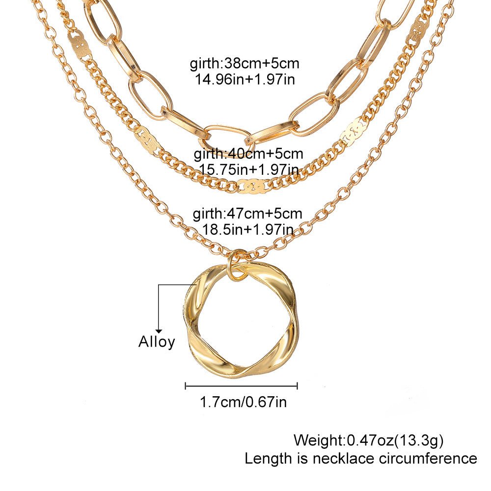 Mariam's Collection Mariam's Collection Thick Chain Round Pendant Necklace(MAC207) — lifestyle worn / used context